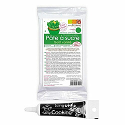 Scrapcooking Pâte à sucre verte 250 g + Stylo de glaçage noir 