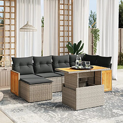 vidaXL Salon de jardin avec coussins 7 pcs gris résine tressée 