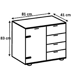 Avis Pegane Commode meuble de rangement coloris chêne foncé - Longueur 81 x Hauteur 83 x Profondeur 41 cm