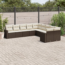 Maison Chic Salon de jardin 10 pcs avec coussins, Ensemble Tables et chaises d'extérieur marron résine tressée -GKD308802