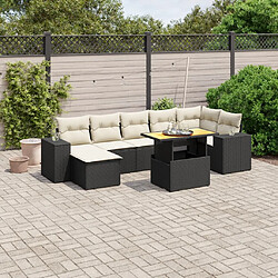 vidaXL Salon de jardin 8 pcs avec coussins noir résine tressée