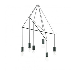 Ideal Lux Suspension Pop Métal Noir 6 ampoules 100cm