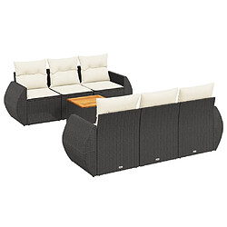 Maison Chic Ensemble Tables et chaises d'extérieur 7pcs avec coussins,Salon de jardin noir résine tressée -GKD874395