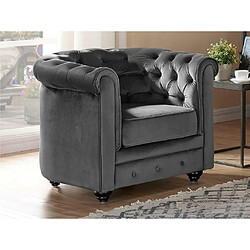 Acheter Vente-Unique Fauteuil CHESTERFIELD - Velours anthracite