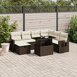 vidaXL Salon de jardin 8 pcs avec coussins marron résine tressée