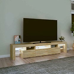 Avis Maison Chic Meuble TV avec lumières LED, Banc TV pour salon, Meuble de rangement Chêne sonoma 200x36,5x40 cm -GKD31274