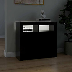 Maison Chic Buffet commode,console avec lumières LED pour rangement noir 80x35x75 cm -MN68136 pas cher