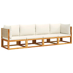 vidaXL Salon de jardin avec coussins 4 pcs bois d'acacia massif