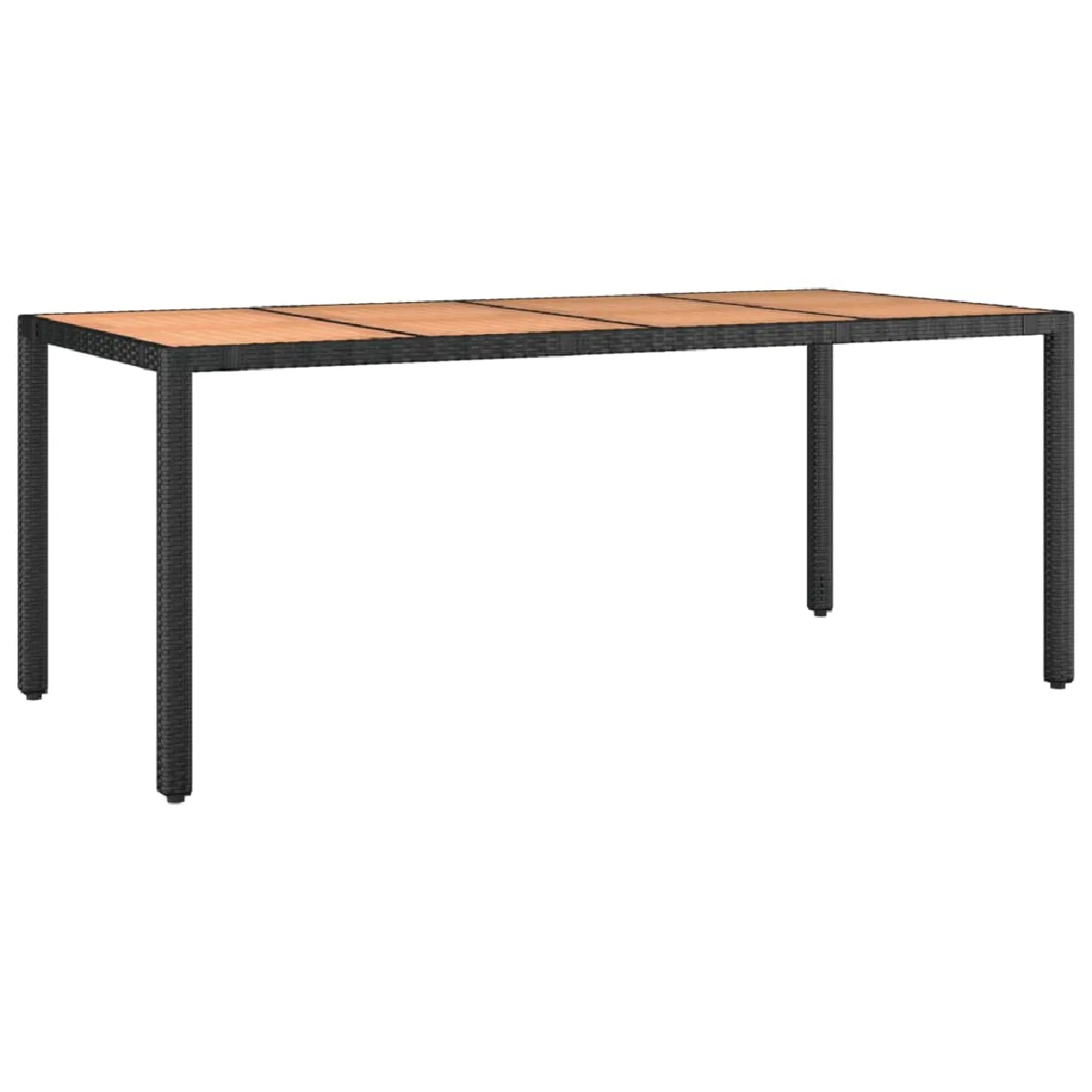 vidaXL Table de jardin plateau en bois Noir Résine tressée bois massif