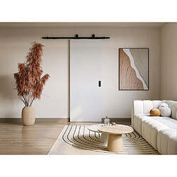 Vente-Unique Porte coulissante avec système en applique - H205 x L93 cm - MDF + PVC Blanc - VARIN II