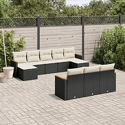 Maison Chic Salon de jardin 10 pcs avec coussins, Ensemble Tables et chaises d'extérieur noir résine tressée -GKD872141