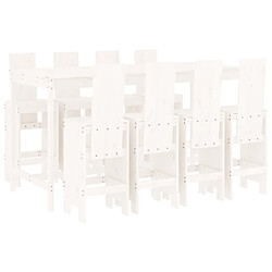 Maison Chic Table de bar et chaises d'extérieur 9 pcs,Ensemble de bar de jardin pour relax blanc bois de pin massif -GKD247650