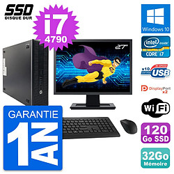 PC HP 600 G1 SFF Ecran 27" Intel Core i7-4790 RAM 32Go SSD 120Go Windows 10 Wifi · Occasion 