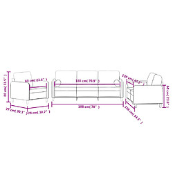 vidaXL Ensemble de canapés 3 pcs avec coussins jaune velours pas cher