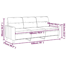 vidaXL Canapé à 3 places Taupe 180 cm Tissu pas cher