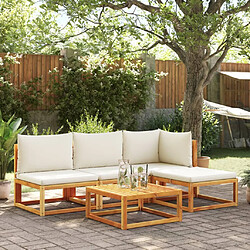 vidaXL Salon de jardin avec coussins 5 pcs Bois d'acacia solide 