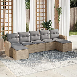 vidaXL Salon de jardin avec coussins 7 pcs beige résine tressée 