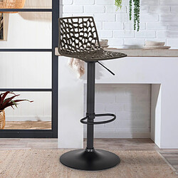 Tabouret Design Cuisine Bar Base Noire Mate Réglable Grand Soleil Spider Matt, Couleur: Marron