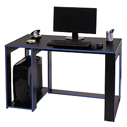 Decoshop26 Bureau table de bureau pour ordinateur 120x60x76cm en MDF noir et bleu 04_0001451 pas cher