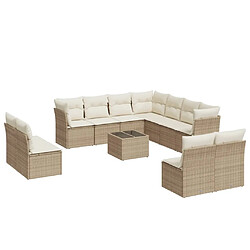 Maison Chic Salon de jardin avec coussins 12 pcs | Ensemble de Table et chaises | Mobilier d'Extérieur beige résine tressée -GKD84975