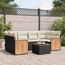 Maison Chic Ensemble Tables et chaises d'extérieur 7pcs avec coussins,Salon de jardin noir résine tressée -GKD773716