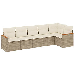 vidaXL Salon de jardin avec coussins 6 pcs beige résine tressée