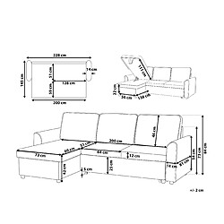 Avis Beliani Canapé angle côté droit convertible en cuir PU marron 3 places NESNA