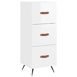 Maison Chic Buffet,Meuble de Rangement,commode pour salon,Cuisine Blanc brillant 34,5x34x180 cm Bois d'ingénierie -MN23115 pas cher