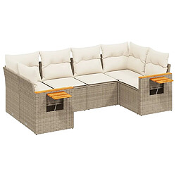 vidaXL Salon de jardin avec coussins 6 pcs beige résine tressée