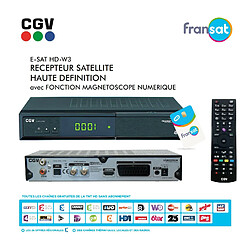 Récepteur Décodeur Enregistreur Satellite HD CGV E-SAT HD-W3 + Carte FRANSAT - Time Shift, Lecteur Multimédia, Timer, Instant Replay