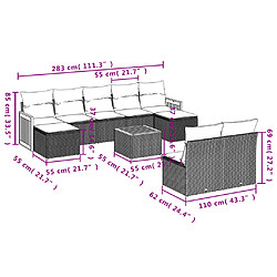 Acheter vidaXL Salon de jardin avec coussins 10 pcs gris résine tressée