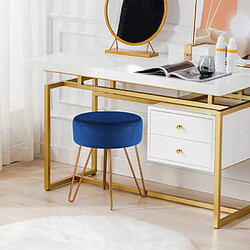 Ahd Amazing Home Design Tabouret rembourré repose-pieds pouf rond en velours design Holoserica, Couleur: Bleu