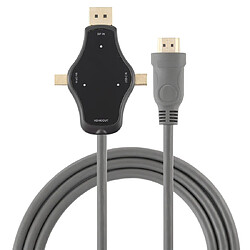 Wewoo D65A 1,8 m DisplayPort In & Mini DP In & Câble USB-C / Type-C In vers HDMI 4K Sortie vidéo