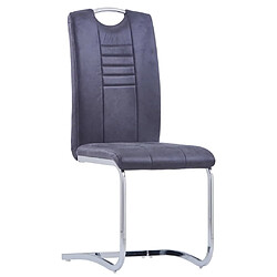 vidaXL Chaises à manger cantilever lot de 2 gris similicuir daim