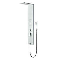 K20 Colonne de Douche Hydromassante K2O Lusso Calm 20x7x130cm 2 Jets, Douchette à Main, Effet Pluie et Buses Anti-Calcaire, Aluminium Blanc 