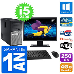 PC Tour Dell 7010 Ecran 27" Intel i5-2400 RAM 4Go Disque 250Go Windows 10 Wifi · Occasion 