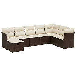 vidaXL Salon de jardin 8 pcs avec coussins marron résine tressée