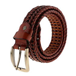 hommes rétro tissés taille évasée ceinture réglable ceinture légère café