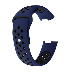 Wewoo Bracelet en silicone bicolore à trou rond et pour Fitbit Charge 3, taille de la dragonne: 130-195mm (Noir Bleu)