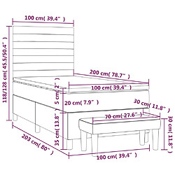 vidaXL Sommier à lattes de lit et matelas Gris clair 100x200cm Velours pas cher