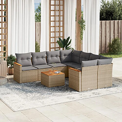 vidaXL Salon de jardin avec coussins 9pcs mélange beige résine tressée 