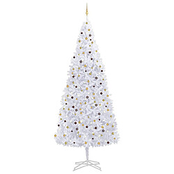 vidaXL Arbre de Noël artificiel pré-éclairé et boules 500 cm blanc 