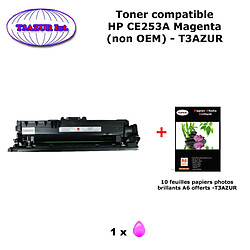 Toner générique HP CE253A , HP 504A pour HP CM3530 CP3525, CP3525dn Magenta+10f papiers photos A6 -T3AZUR 