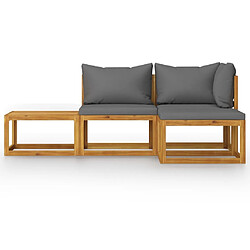 Avis Maison Chic Salon de jardin 4 pcs - Table et chaises d'extérieur - Mobilier/Meubles de jardin Moderne avec coussin Bois d'acacia solide -MN22775