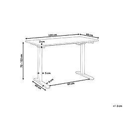 Beliani Bureau réglable électrique blanc 120 x 60 cm GRIFTON