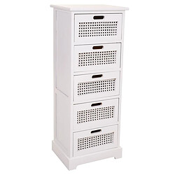 Pegane Chiffonnier, meuble de rangement en bois avec 5 tiroirs coloris blanc - Longueur 35 x Profondeur 29 x Hauteur 91 cm