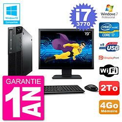 PC Lenovo M82 SFF Ecran 19" i7-3770 RAM 4Go Disque 2To Graveur DVD Wifi W7 · Occasion 