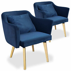 Paris Prix Lot de 2 Fauteuils Scandinave en Tissu Delante 67cm Bleu