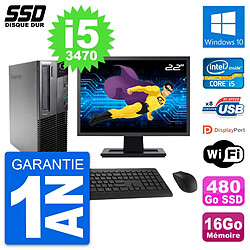 PC Lenovo M82 SFF Ecran 22" Intel i5-3470 RAM 16Go SSD 480Go Windows 10 Wifi · Occasion 