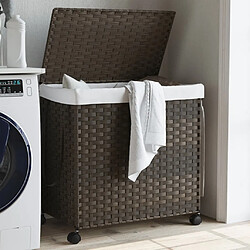 vidaXL Panier à linge avec roulettes marron foncé 60x35x60,5 cm 